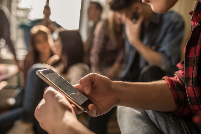 Teenager on smartphone