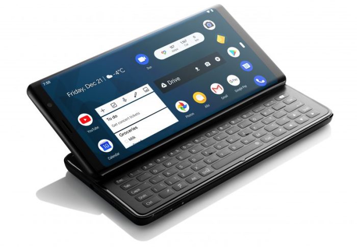 Smartphone with sliding keyboard