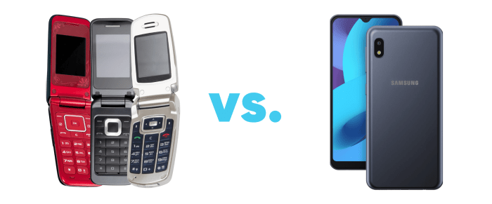 Flip phone versus smartphone