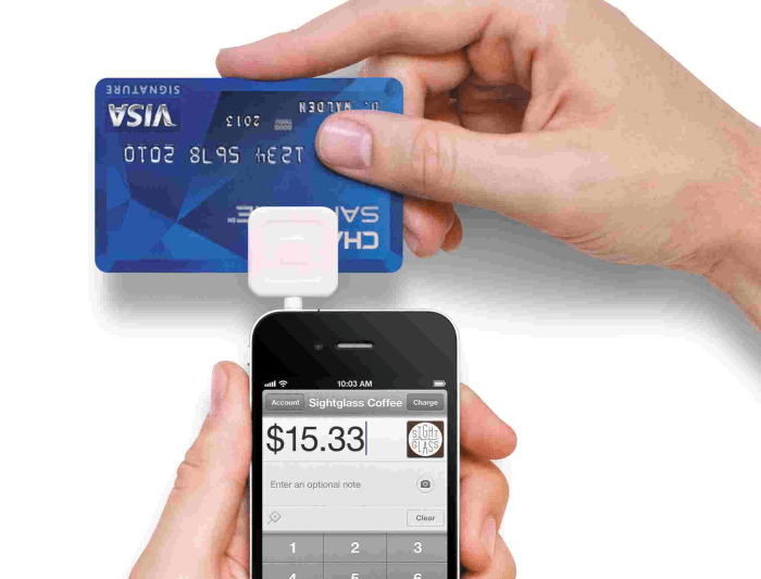 Swipe credit card on smartphone